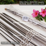 BBQ SKEWERS stainless steel reusable very sharp tip - tusuk sate 32cm 5pcs
